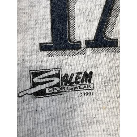 VTG New York Yankees T Shirt Big Logo MLB 1991 90s Salem Sportswear Double Cuff - Picture 4 of 9